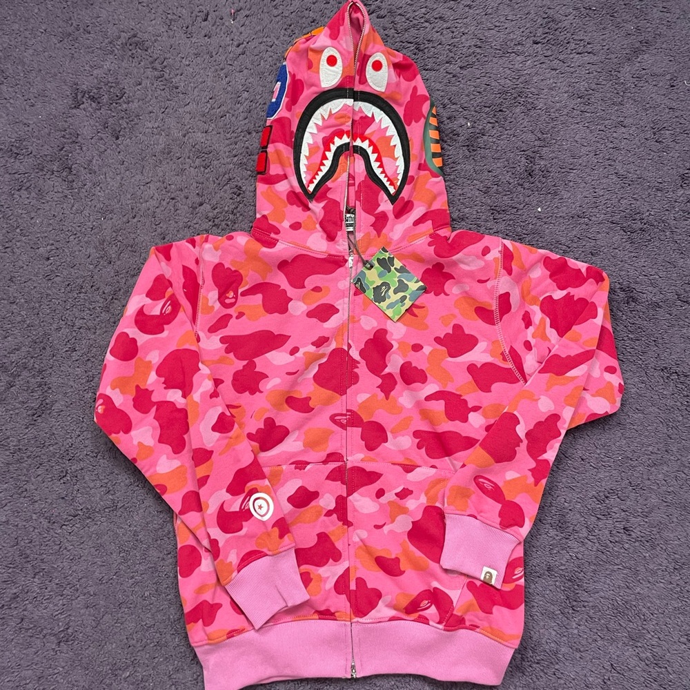 New Bape Pink Zip Up Hoodie Size Medium